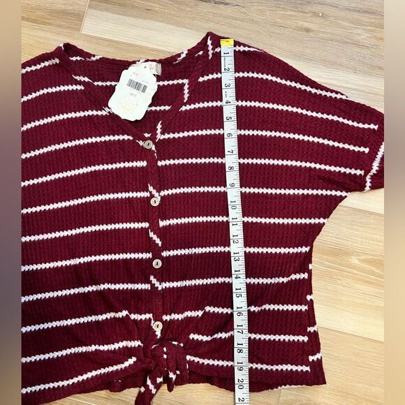 ALTAR’D STATE Burg Stripe Long Sleeve Top Size Medium - Picture 7 of 7